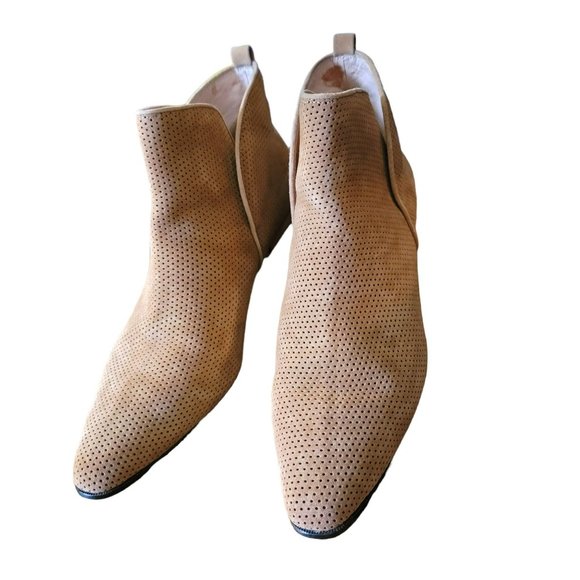 Nina Originals Tan Ankle Boot Perforated Stacked Heel Woman's Size 11 JJ3045 - Picture 7 of 13